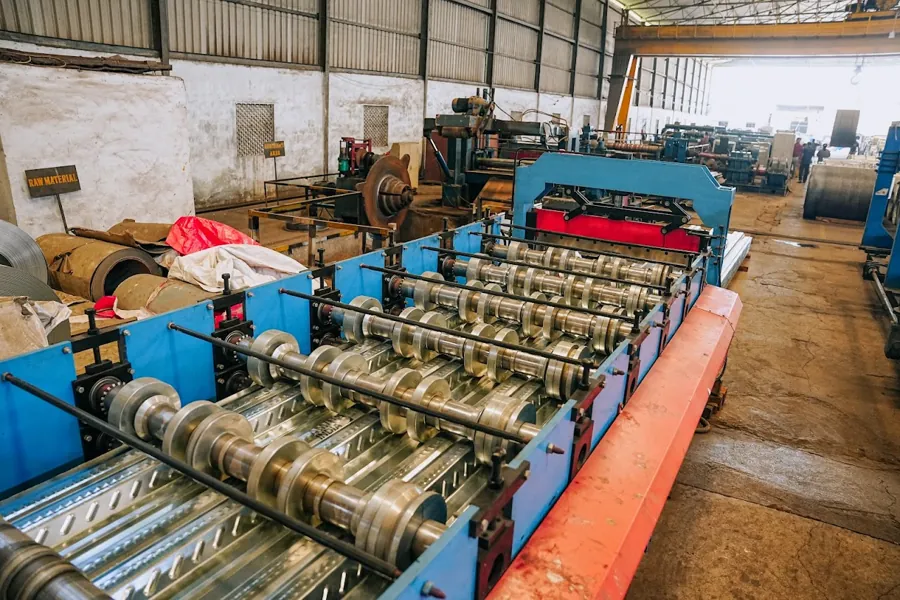 HR decoiling line processing steel coils at the HST Steels plant in Hyderabad